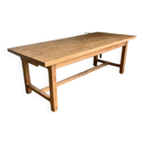 Raw wood farm table.