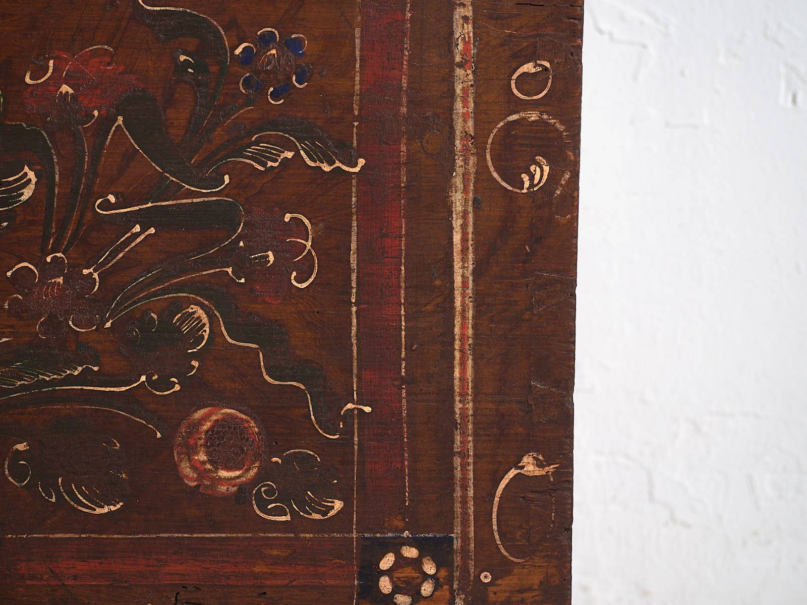 Antique painted chest with floral details (1870s) #32