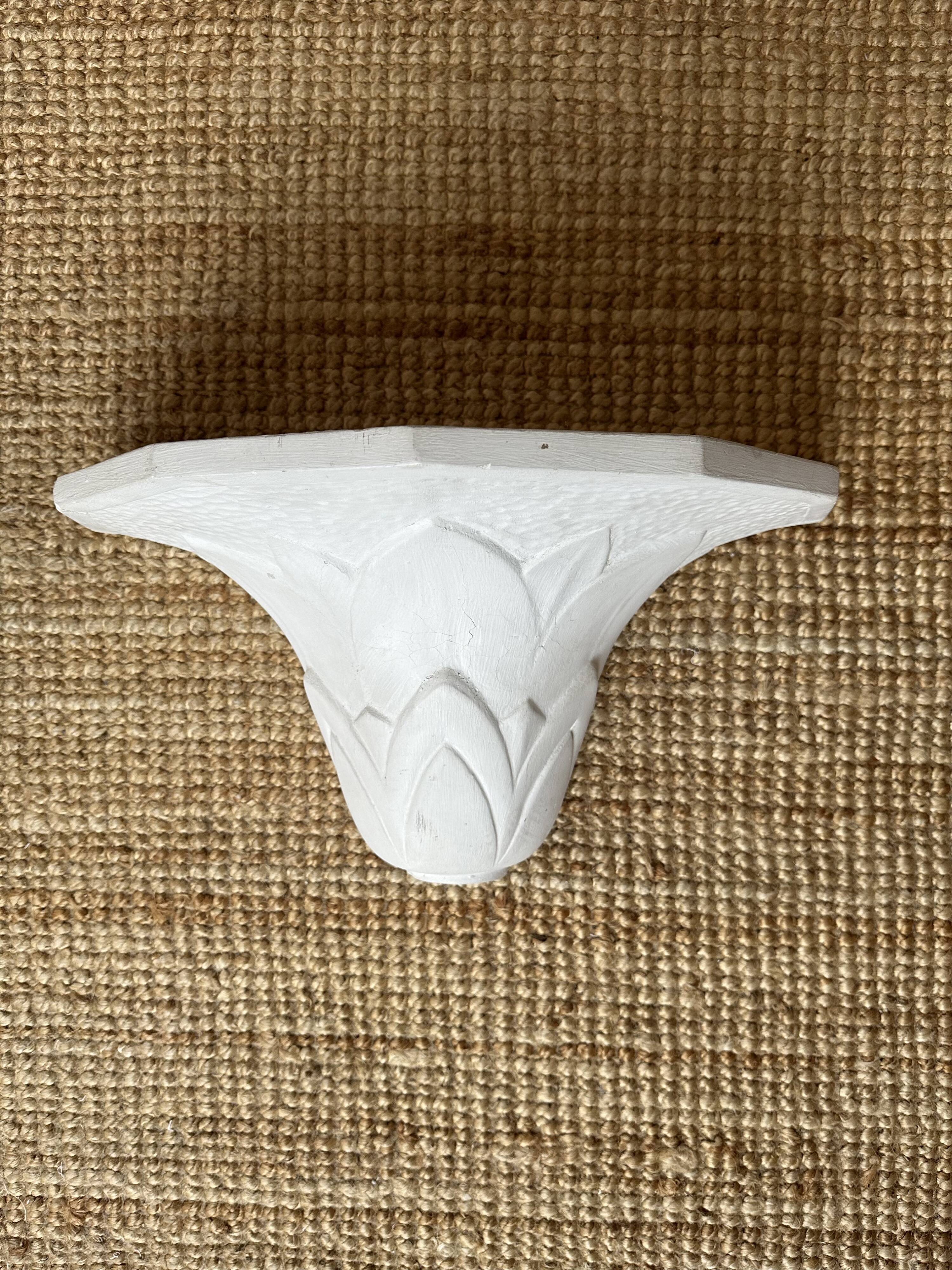 Pair of plaster wall sconces, palmette decoration, 20th century