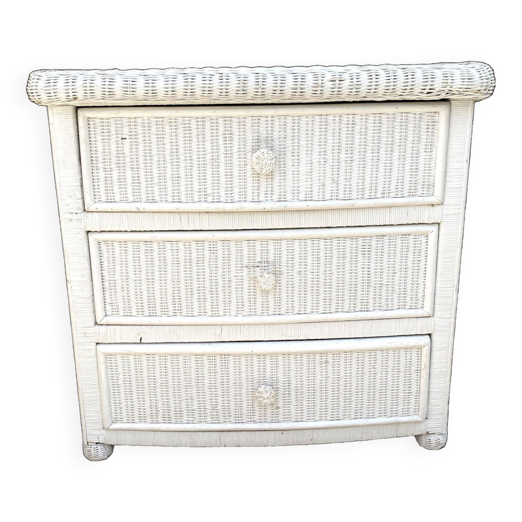 80s rattan chest of drawers