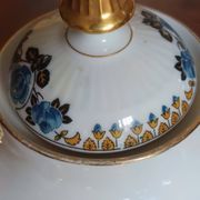 Antique Limoges porcelain coffee/tea service – 14 pieces with blue rose decoration.