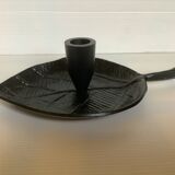 Black metal leaf candle holder
