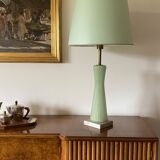 Mid-century modern green Murano glass Table lamp, Barovier & Toso style  Italy, 1940s