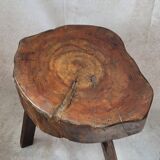 Wooden tripod stool wabi sabi trunk