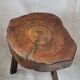 Wooden tripod stool wabi sabi trunk