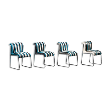 Set of 4 chairs toothpaste velvet 70s vintage