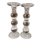 Pair of glass candle holders