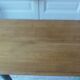 Table, vintage desk with smoked green legs, oak top.