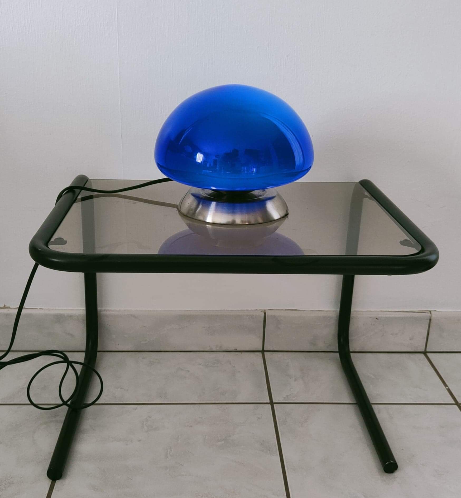 Lampe champignon king bleue glass vintage