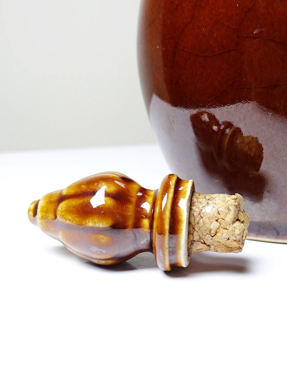 Vintage brown ceramic bottle, flask or canteen from the 1950s-60s.