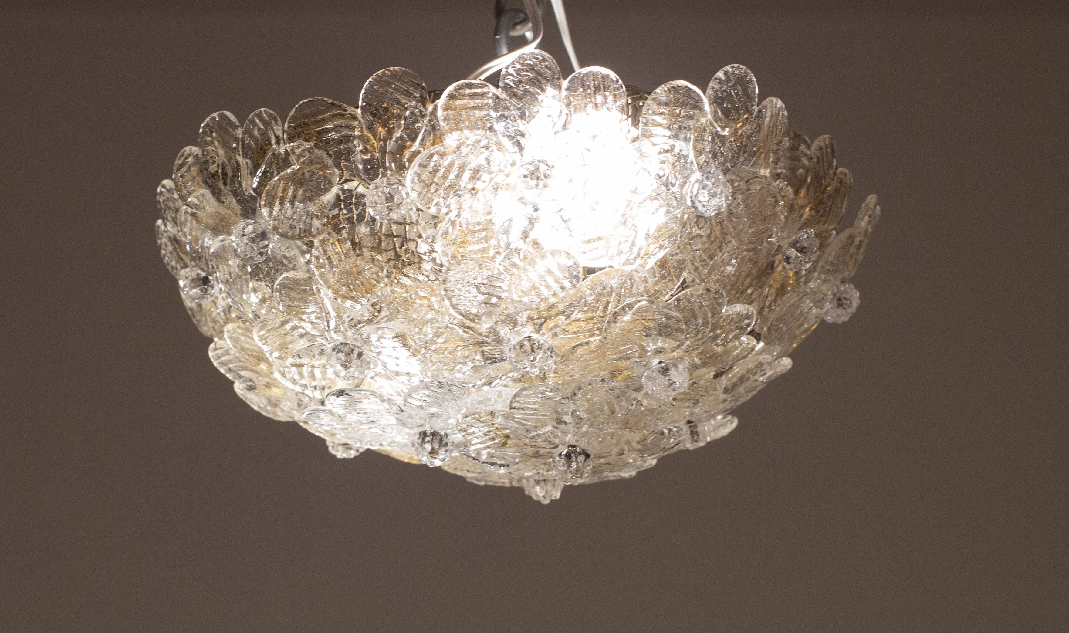 Murano Ceiling Light Flower by Seguso for Venini, Italy, 1960s