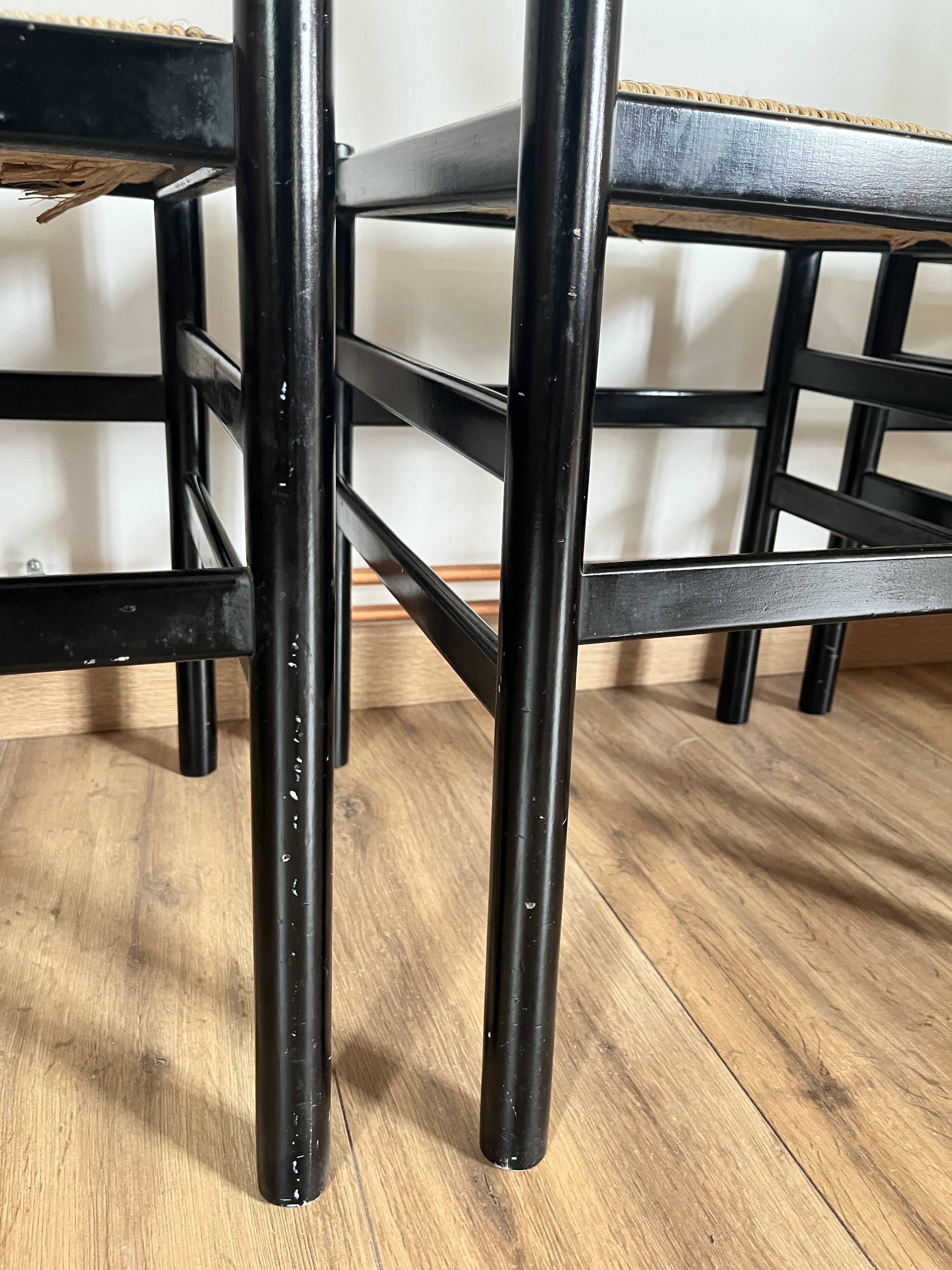 Set of 4 Italian black chairs 1970s