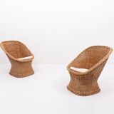 1970’s Vintage Danish design wicker lounge chairs
