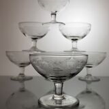 Set of 7 crystal champagne glasses
