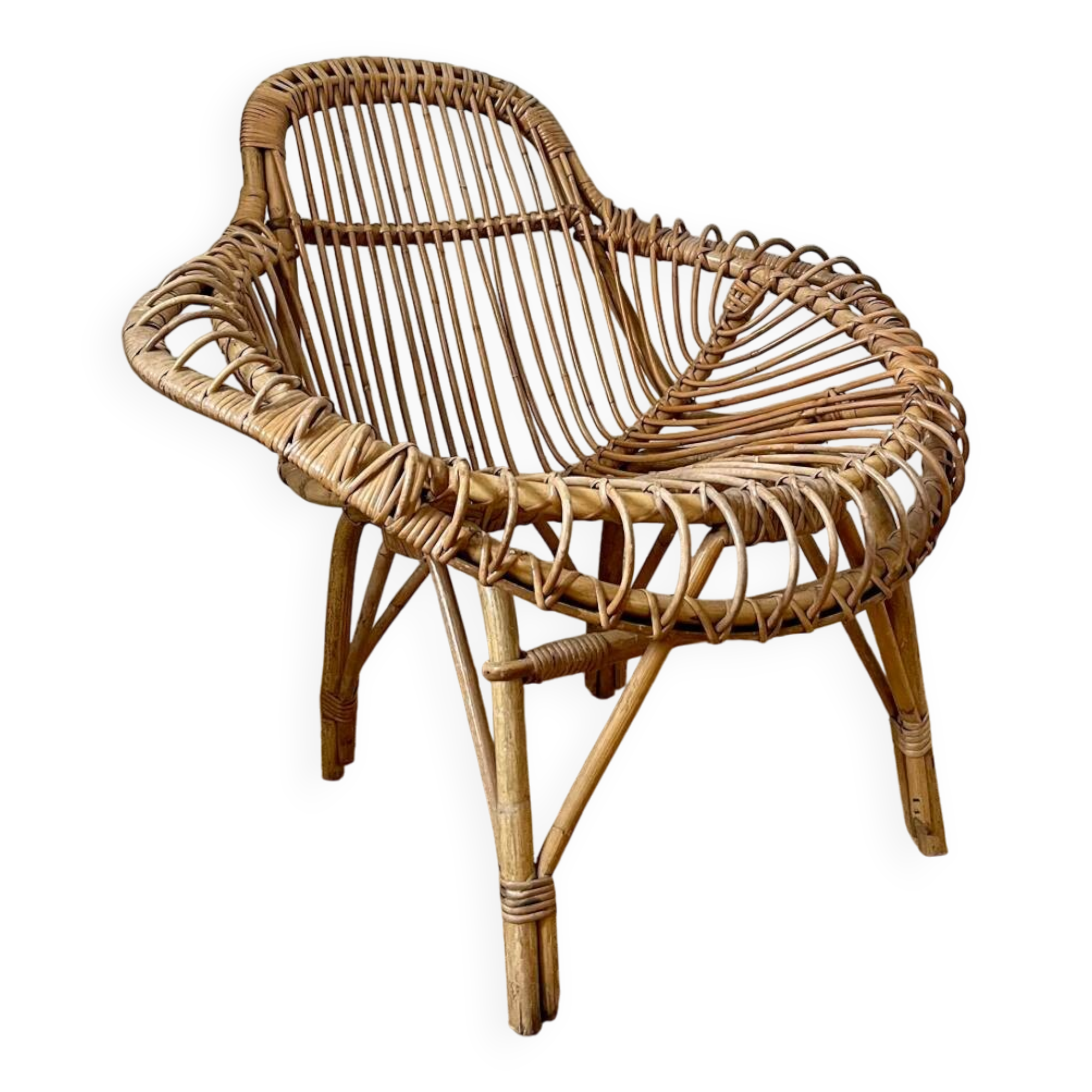 Fauteuil en rotin vintage