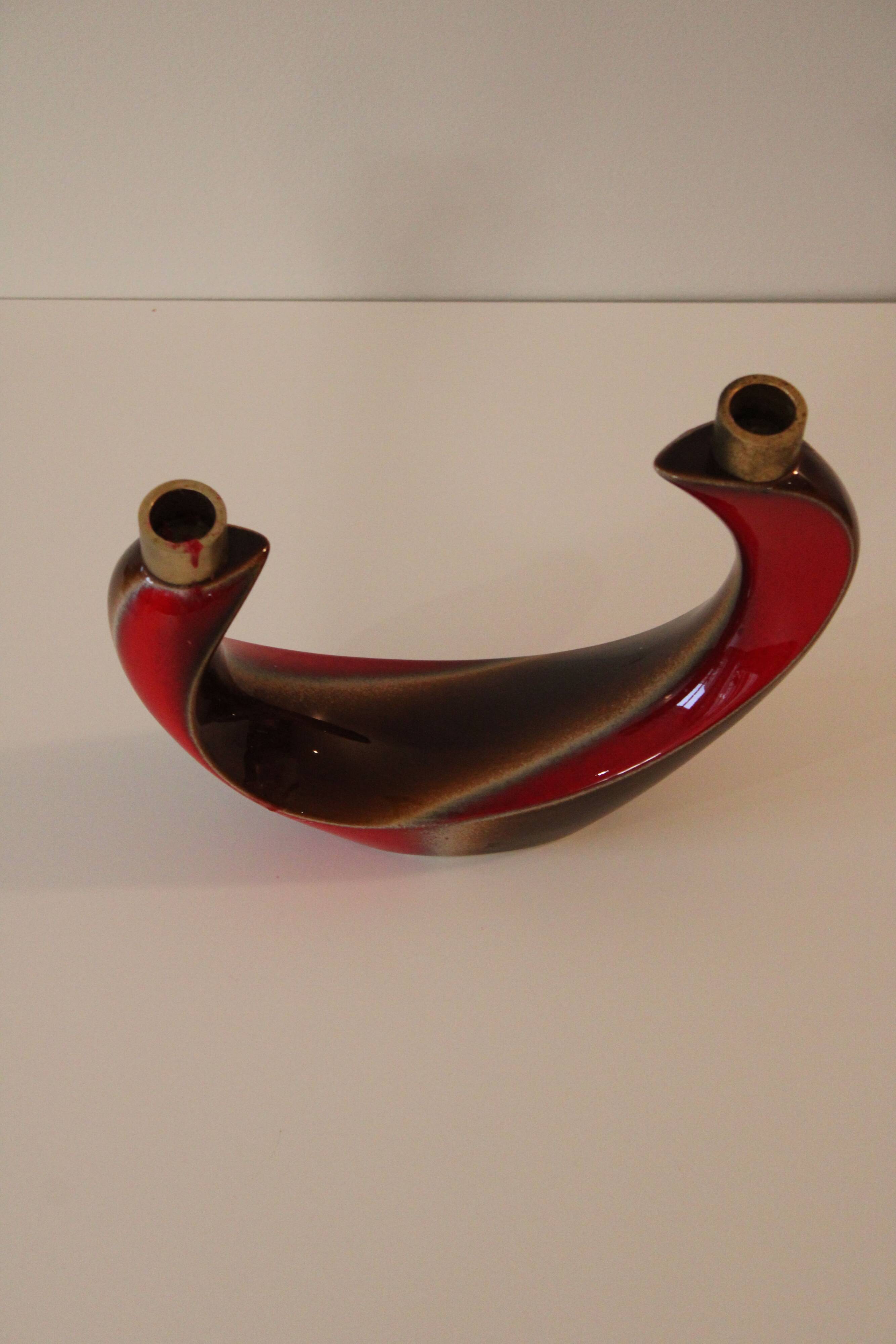 Sublime red Verceram Vintage candlestick