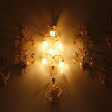 Set of 10 Wall Lights from colored hand crafted iron and Murano glass