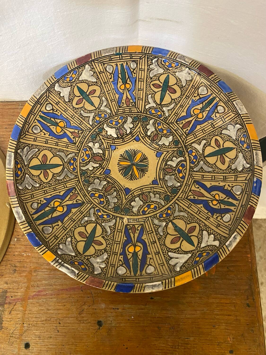 Pair of Antique SAFI Moroccan Glazed Terracotta Dishes from the 50s