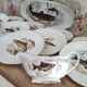 Service à poisson vintage en porcelaine de Sologne Lamotte décor poissons d'eau douce