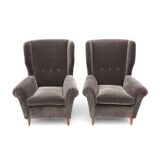 Set of grey velvet armchairs, 1950s.