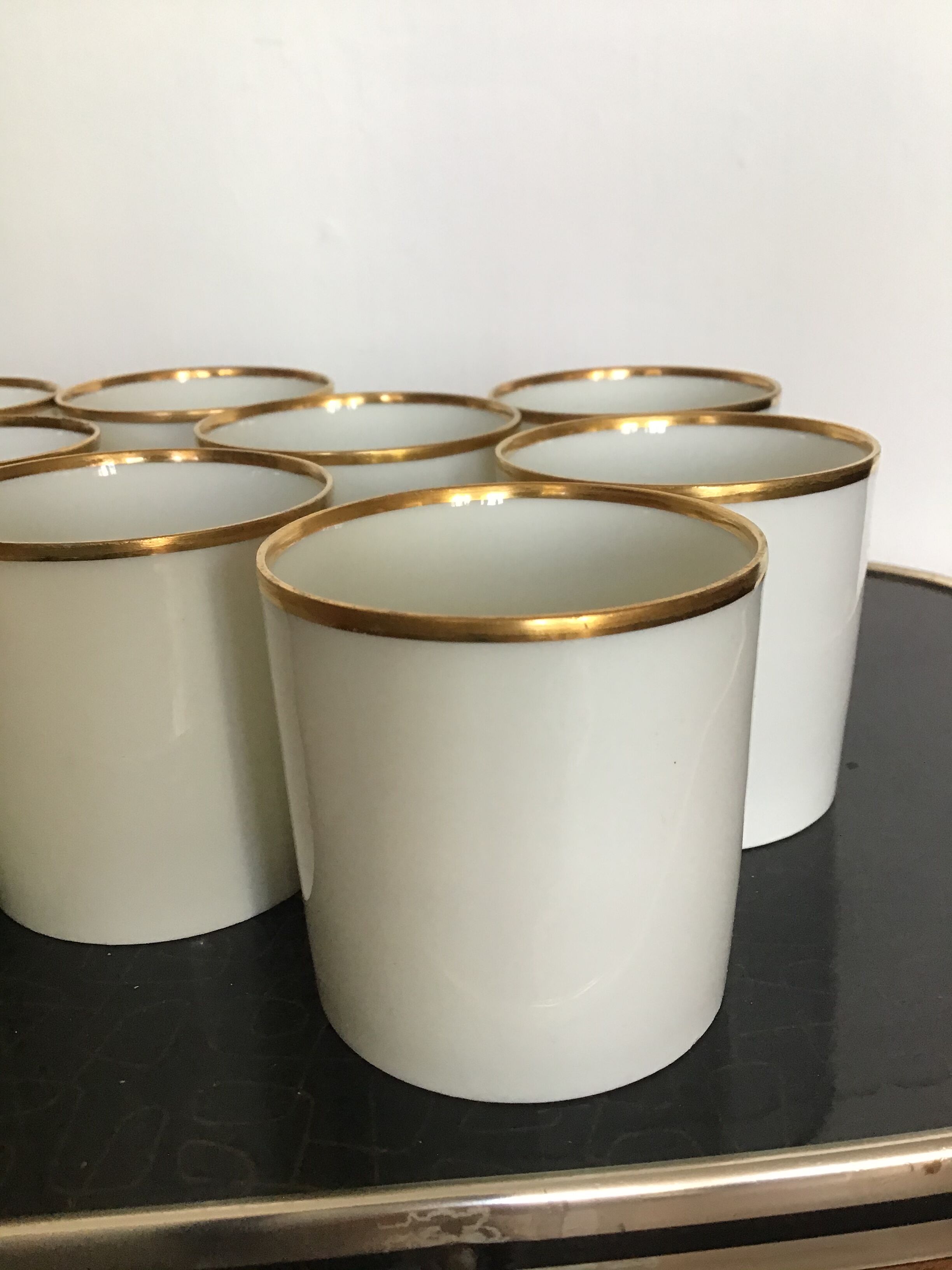 11 cups Gallia porcelain goldware