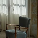 Modern Danish, curved oak chaise longue, attributed to Viggo Boesen, 1950s