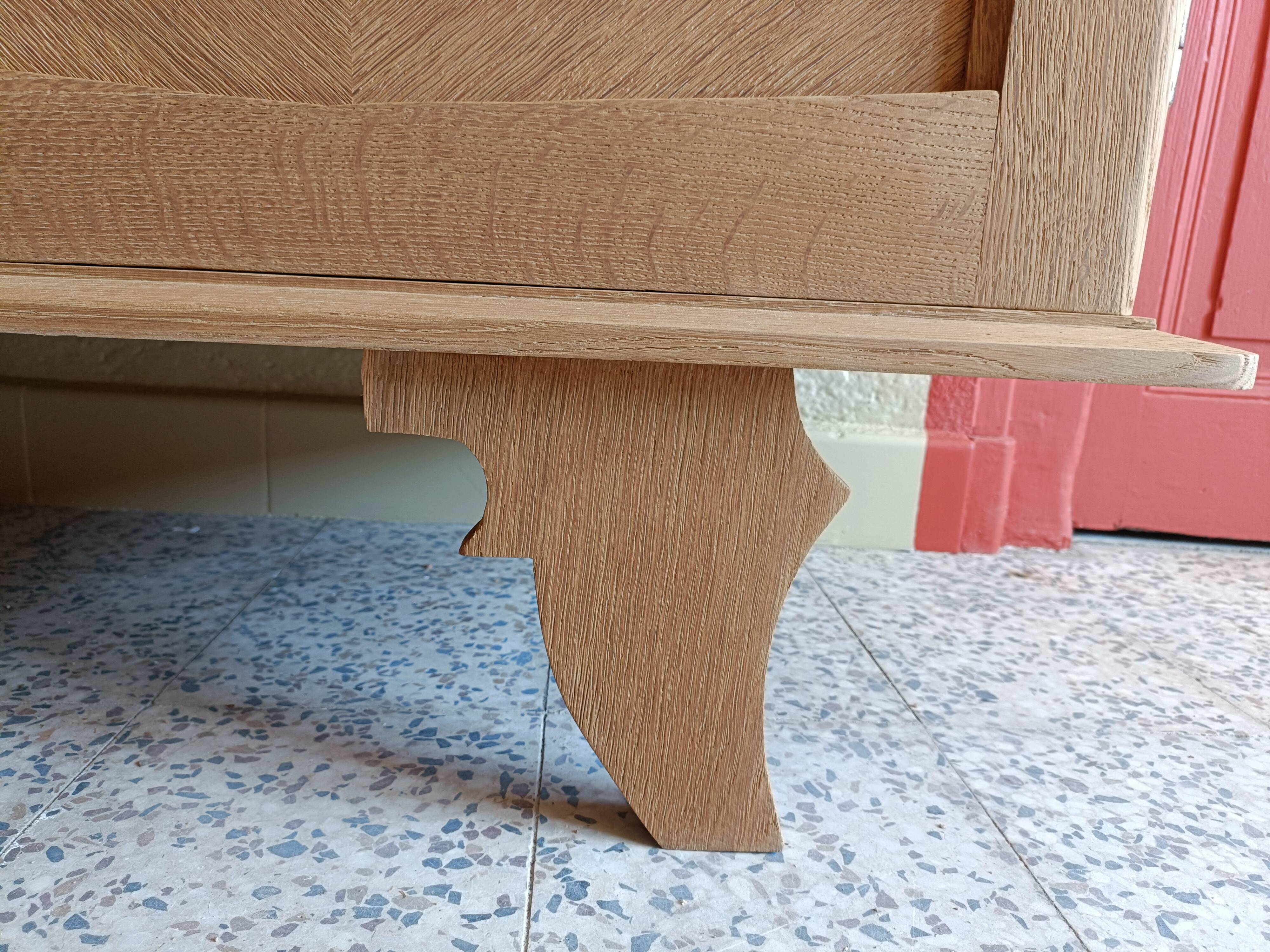 Enfilade 50/60 in solid oak and marquetry.