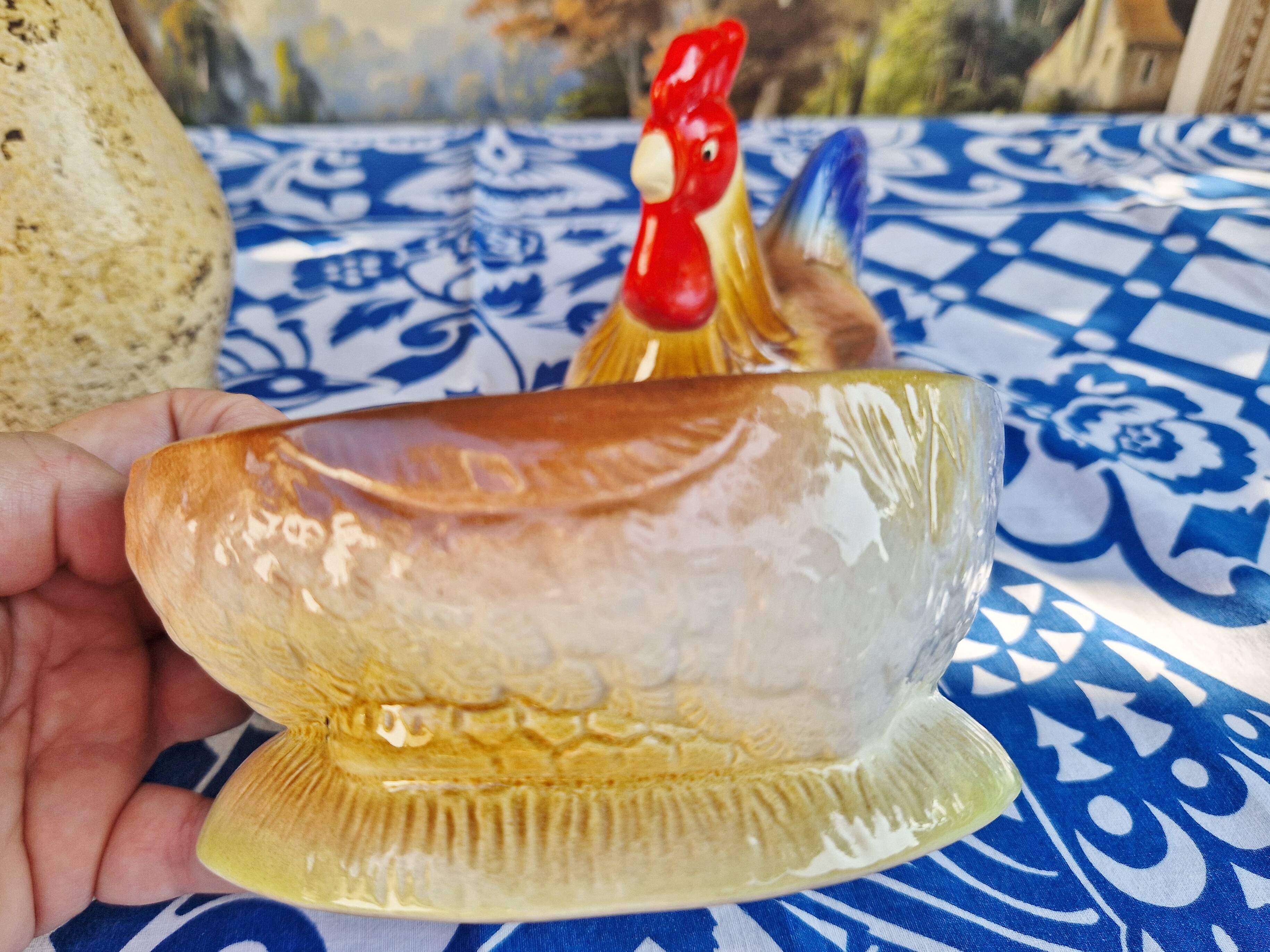 Caugant zoomorphic ceramic terrine with rooster