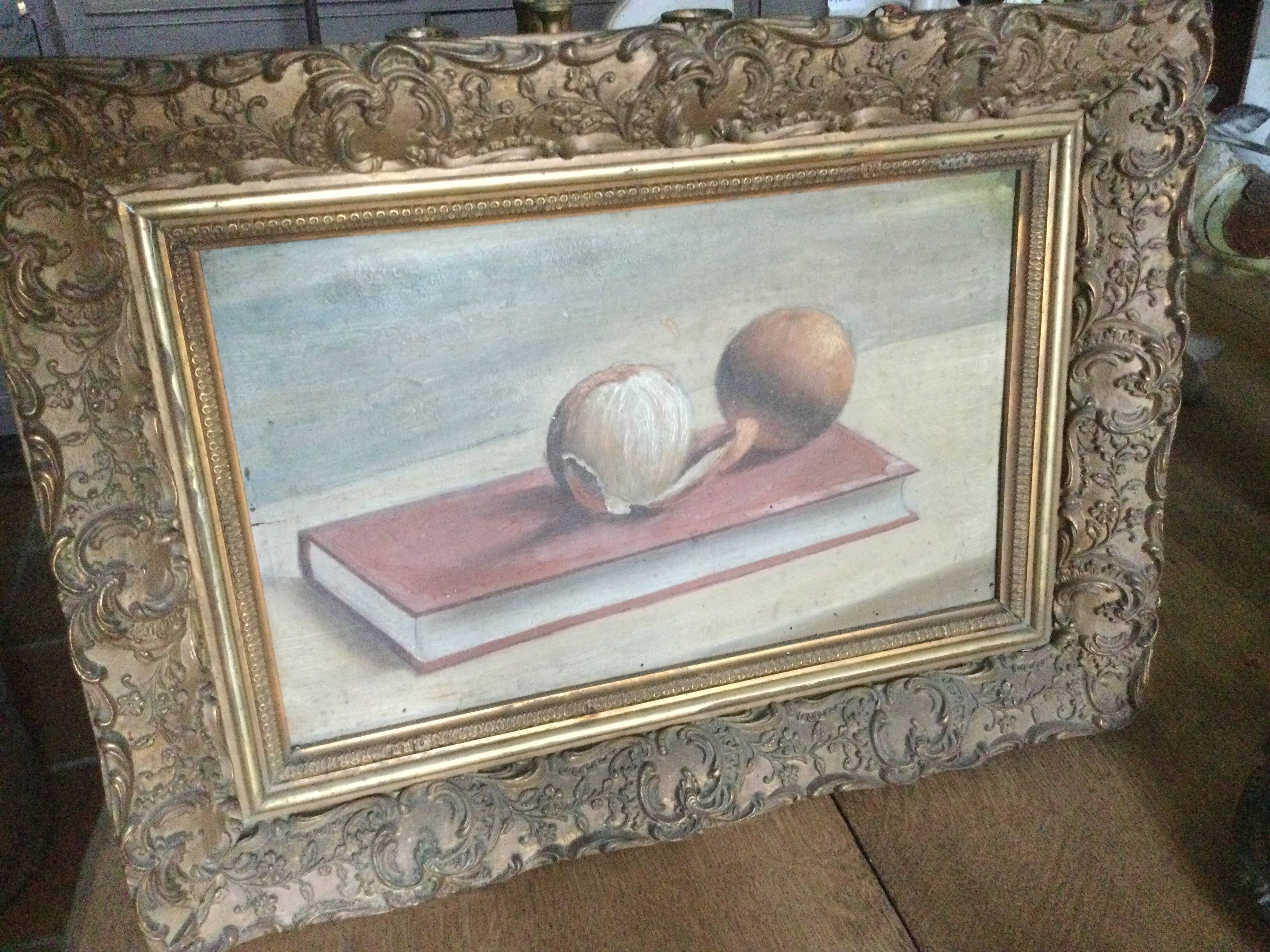 Old still life painting with frame