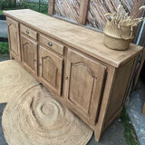 Antique sideboard/buffet in raw oak with splayed legs - 1950s