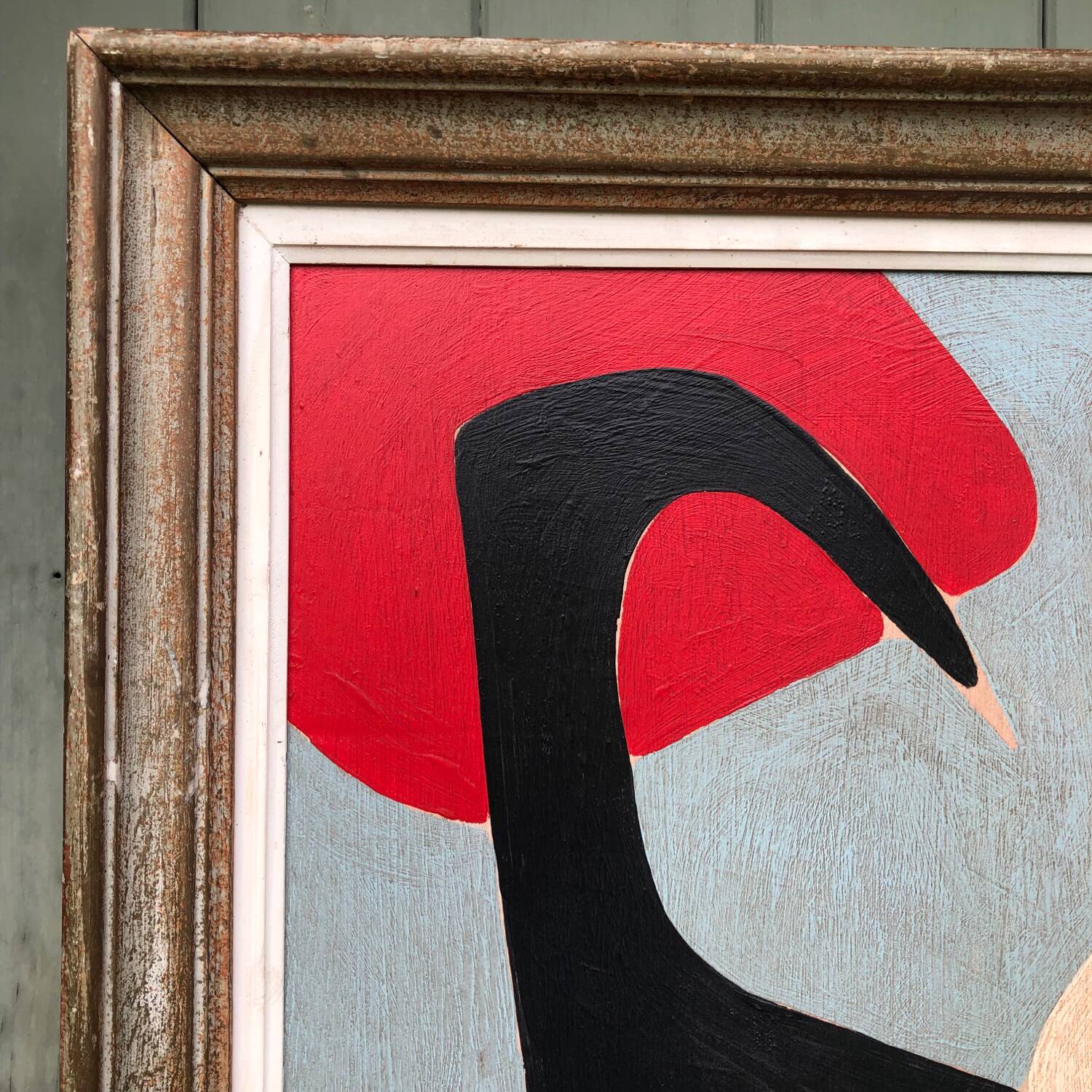 Abstract painting on wood panel