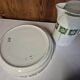 Basin and bowl Badonviller model Sofia white ceramic with green patterns.
