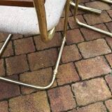 Octagonal brass and glass dining table with 4 chairs, 1960s