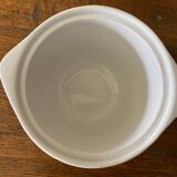 Sugar bowl or candy dish in white earthenware with yellow and gold frieze decoration