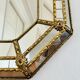 Vintage Spanish Venetian-style wall mirror, octagonal brass, 1980s Hollywood Regency