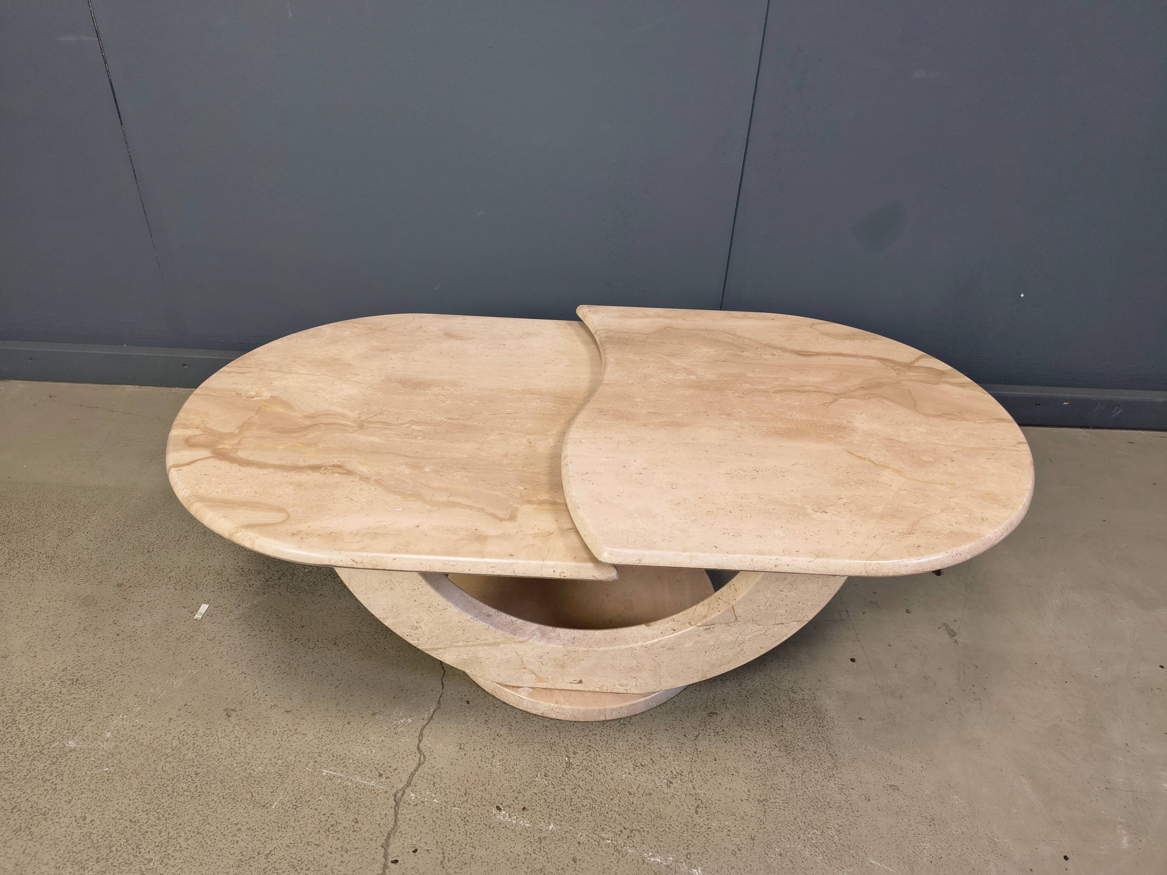 Vintage two tier travertine coffee table, 1970s
