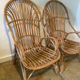 Pair of rattan armchairs