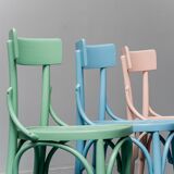 Ensemble de 3 chaises multicolore bois 50s vintage moderne