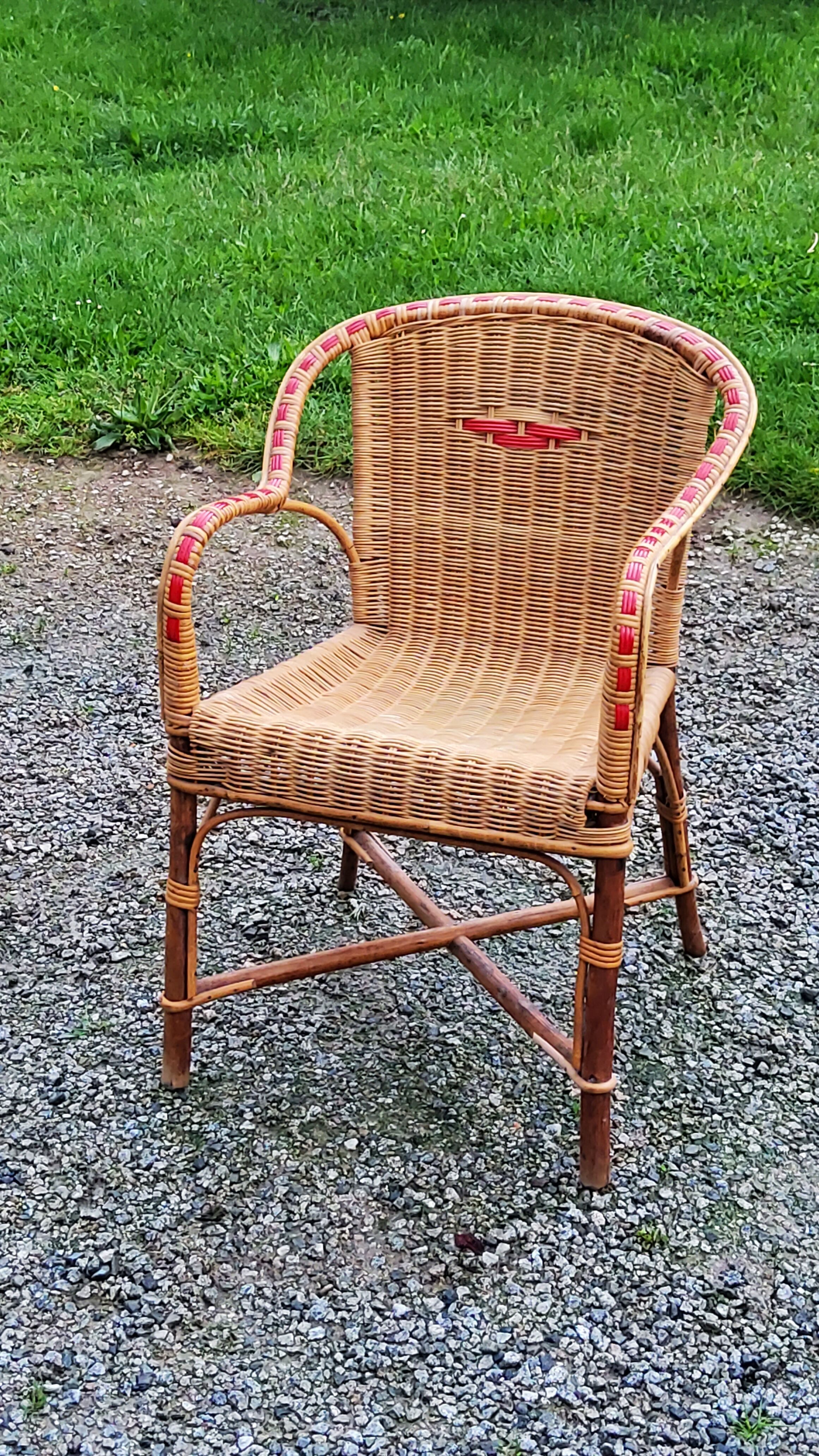 Rattan and wicker armchair from the 50s
