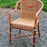 Rattan and wicker armchair from the 50s