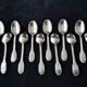 Box of 12 mocha spoons in silver metal Orbrille