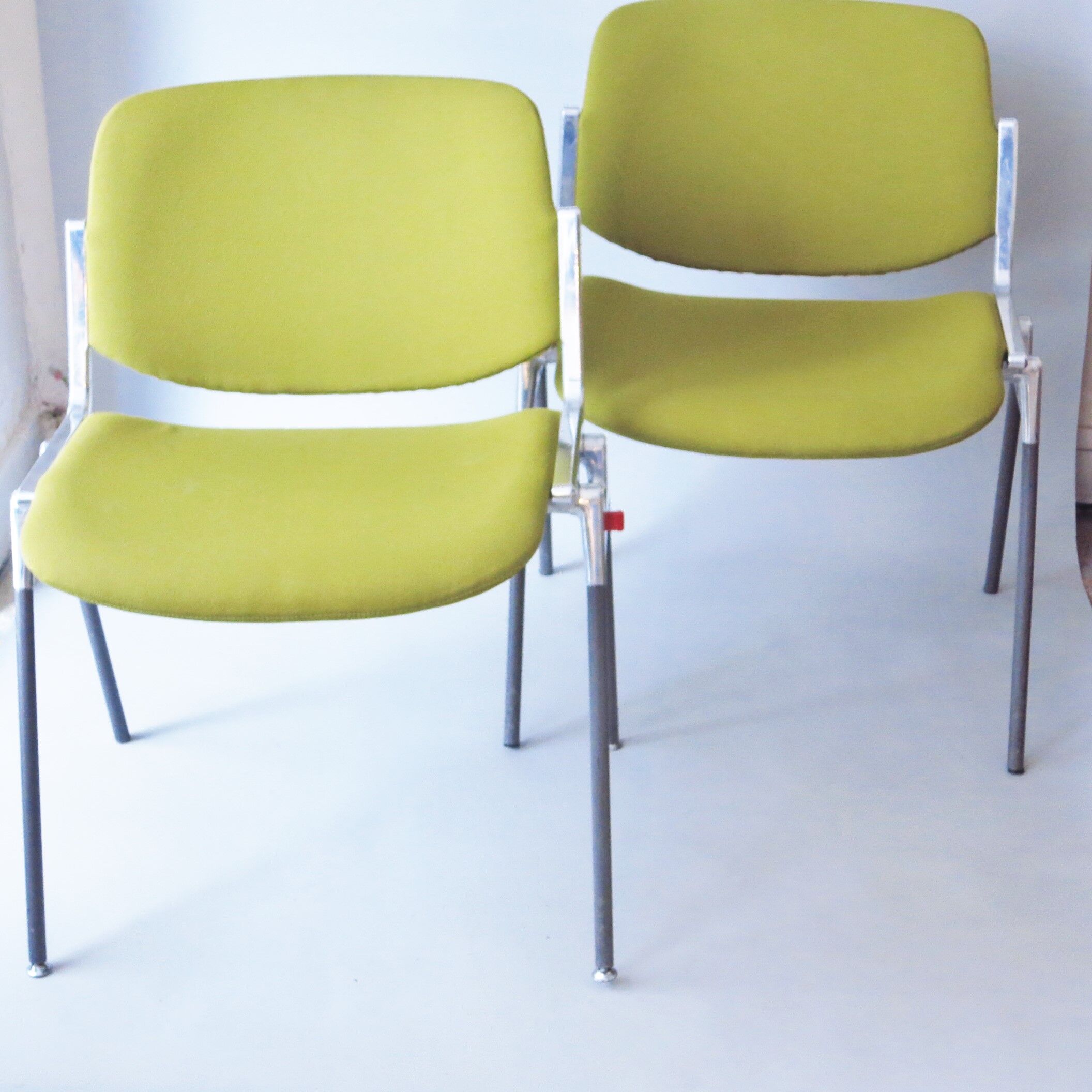 Pair of green DSC chairs anise Giancarlo Piretti Castelli