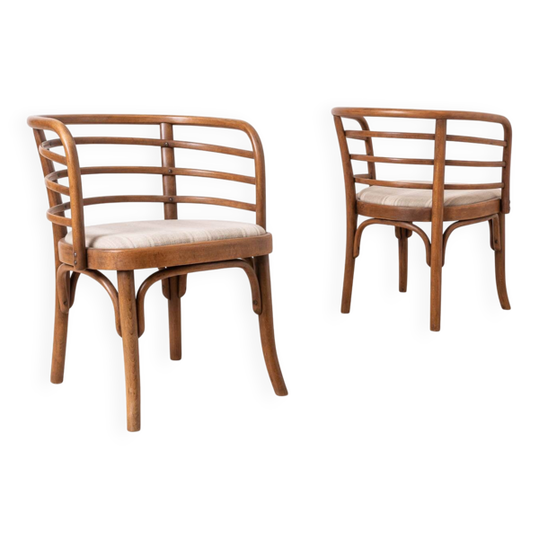 Lot de 2 fauteuils Thonet, modèle B246, années 1930, restaurés et retapissés