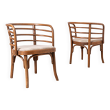 Set of 2 Thonet Armchairs, Model B246, 1930s, Restored & Reupholstered