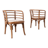 Set of 2 Thonet Armchairs, Model B246, 1930s, Restored & Reupholstered