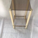 Square metal and smoked glass side table