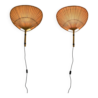 Pair of Uchiwa II wall lights by Ingo Maurer, Design M 1973