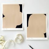 Abstract Gouache Original Painting, Set of 2