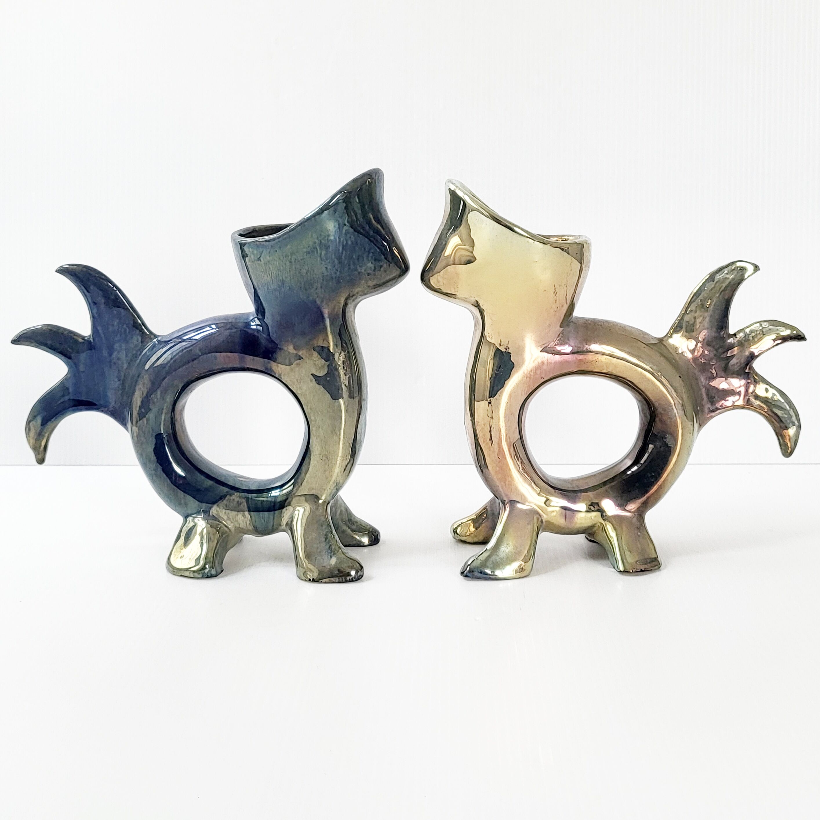 Pair of vintage zoomorphic vases