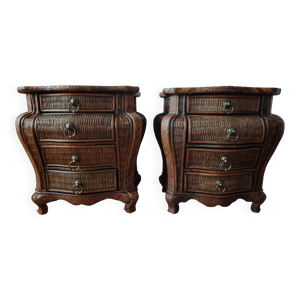 Paire tables chevet - osier